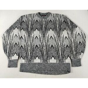 Vintage Pine State Sweater‎ Mens Large Gray Geometric Knit Grandpacore USA 80s